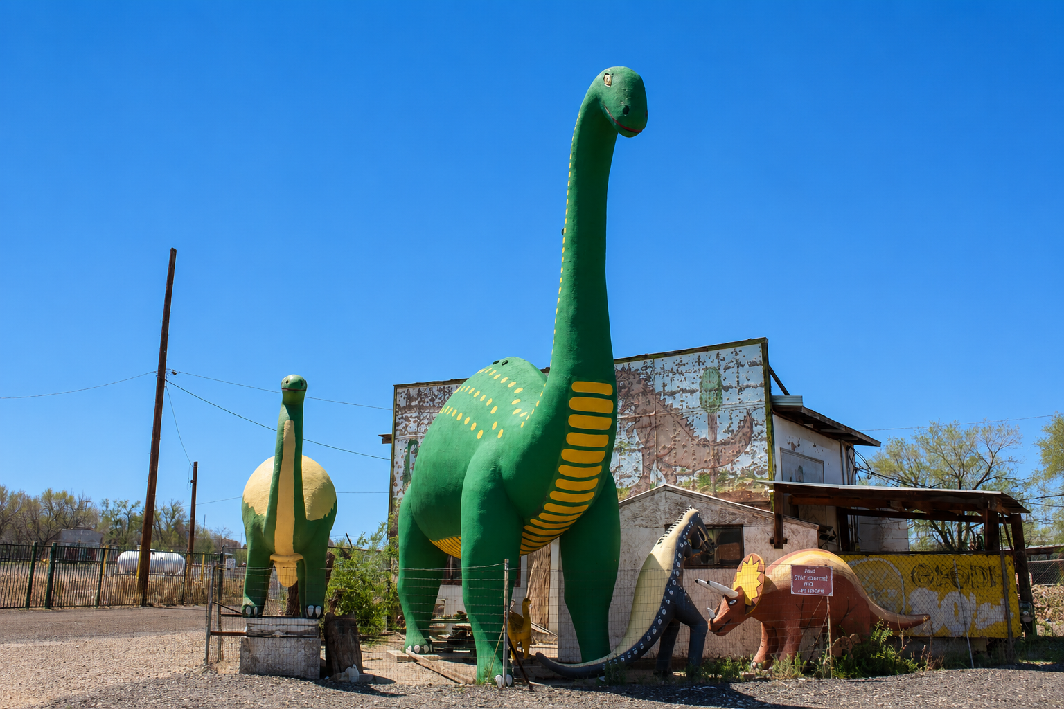 Green Dino in Holbrook, Arizona