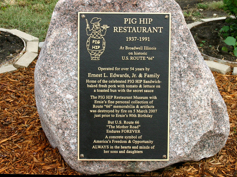 Pig Hip Restaurant Memorial in Broadwell, Illinois